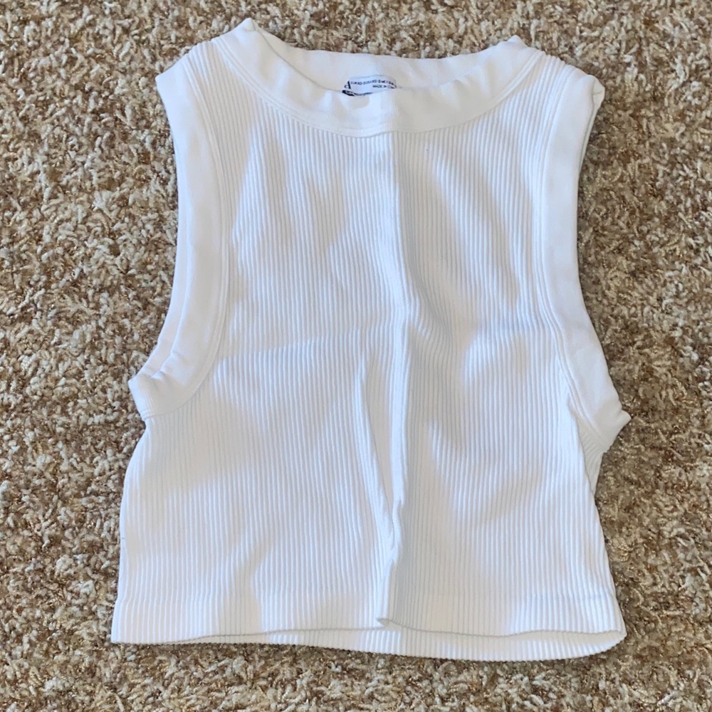 Zara White Sleeveless Ribbed Top